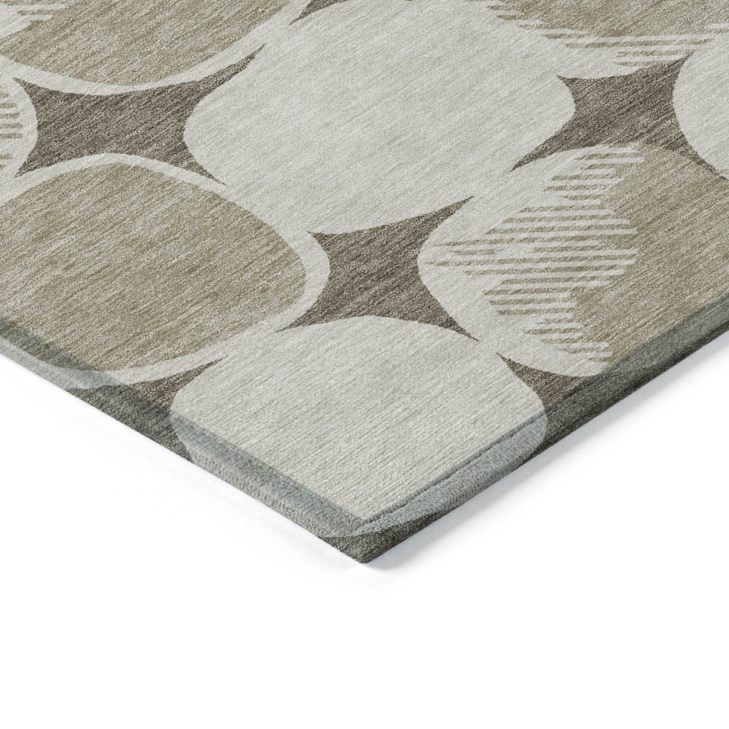 Tabselect Home Line 5' X 8' Taupe Beige And Gray Abstract Washable Indoor Outdoor Area Rug