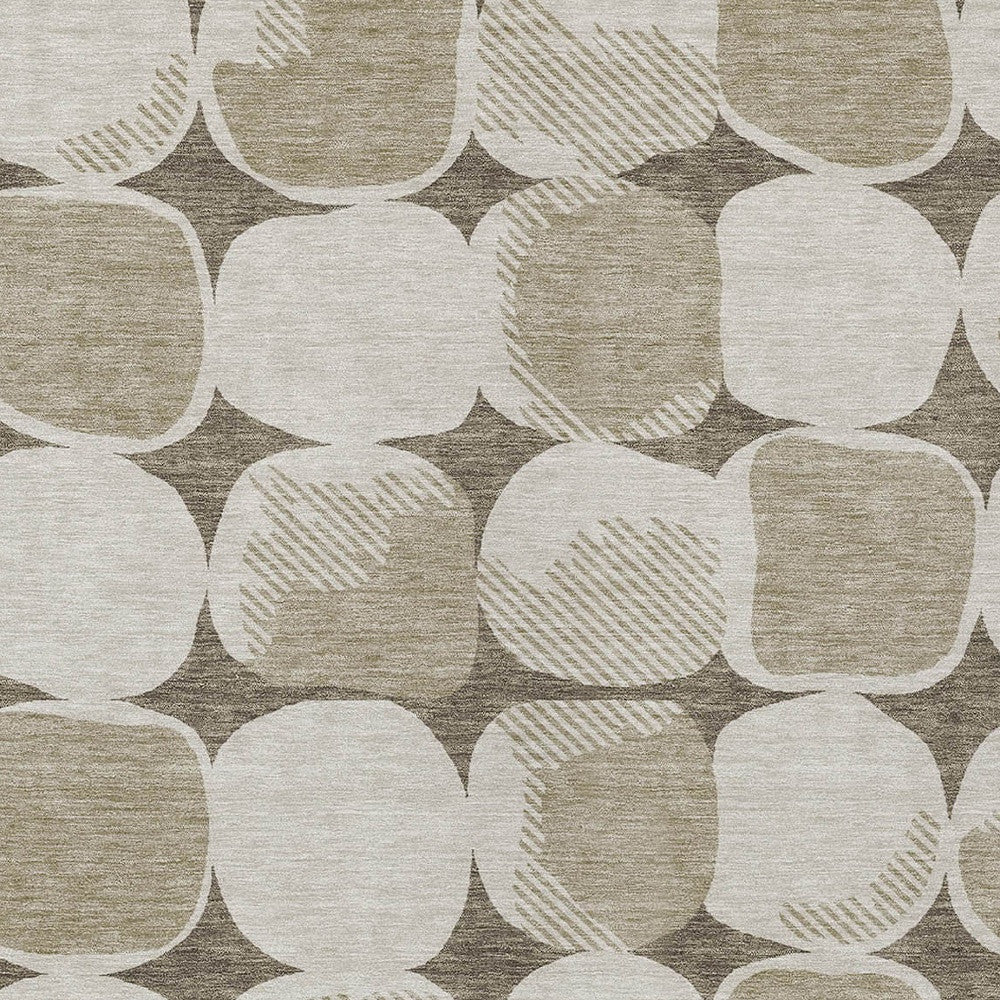 Tabselect Home Line 5' X 8' Taupe Beige And Gray Abstract Washable Indoor Outdoor Area Rug