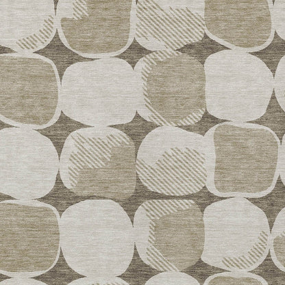Tabselect Home Line 5' X 8' Taupe Beige And Gray Abstract Washable Indoor Outdoor Area Rug
