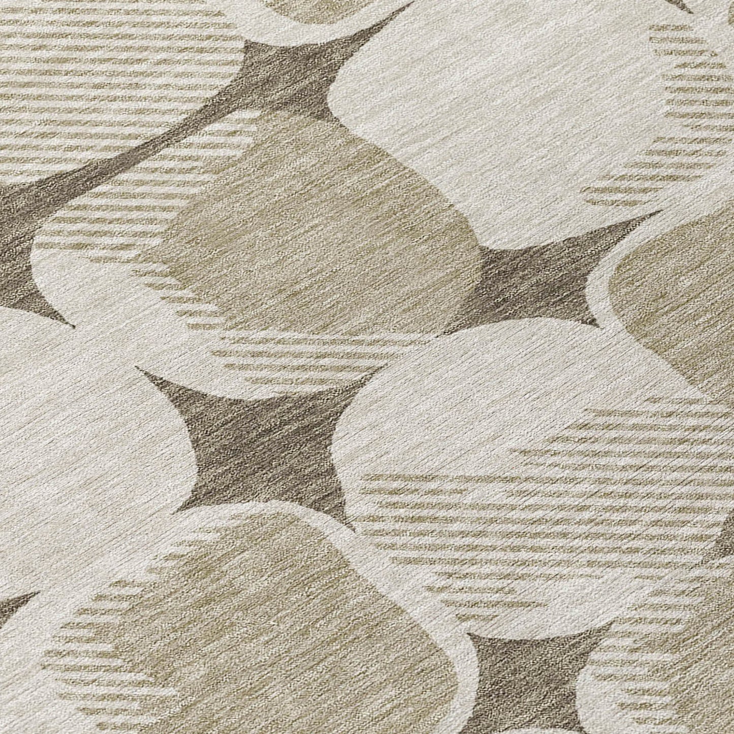 Tabselect Home Line 5' X 8' Taupe Beige And Gray Abstract Washable Indoor Outdoor Area Rug