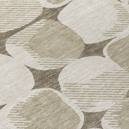 Tabselect Home Line 5' X 8' Taupe Beige And Gray Abstract Washable Indoor Outdoor Area Rug