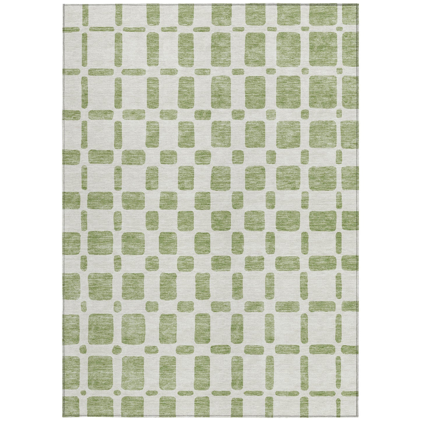 Tabselect Home Line 5' X 8' Artichoke Green And Ivory Geometric Washable Indoor Outdoor Area Rug