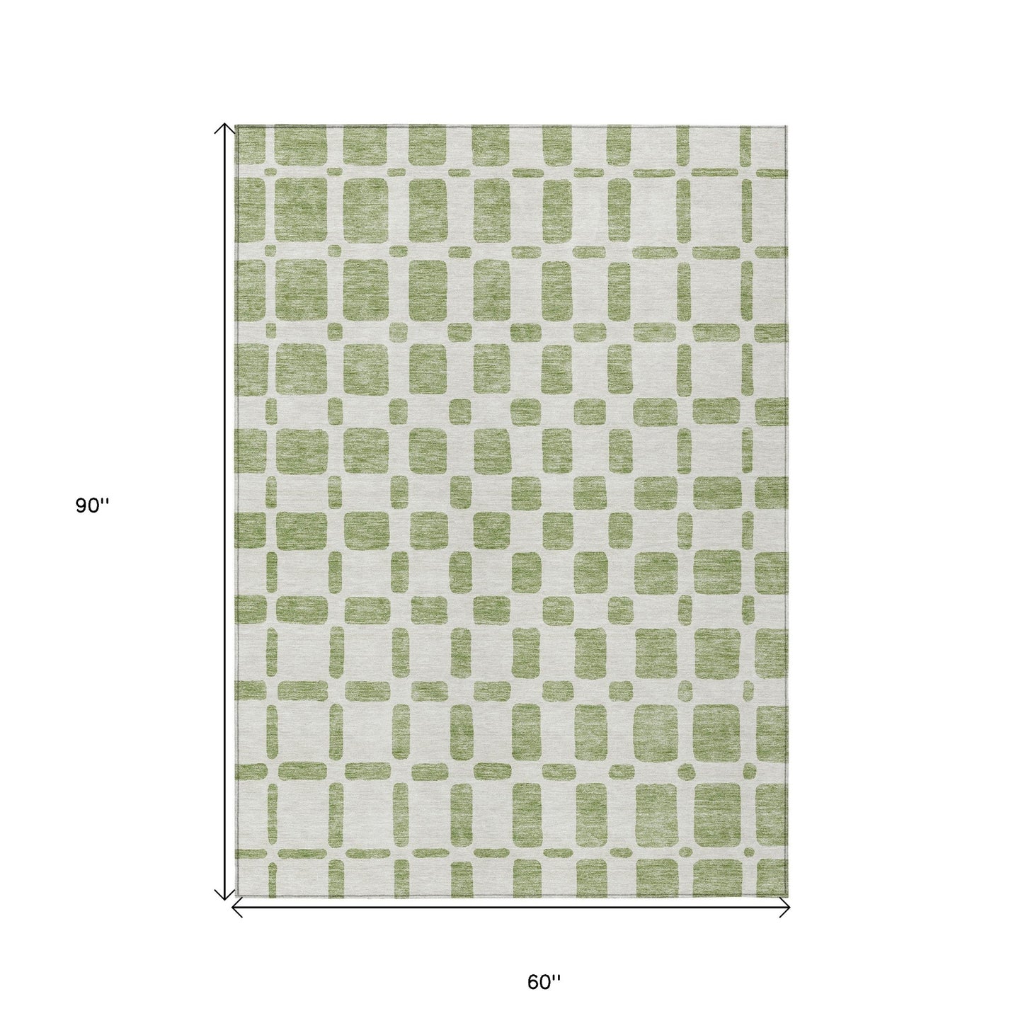 Tabselect Home Line 5' X 8' Artichoke Green And Ivory Geometric Washable Indoor Outdoor Area Rug