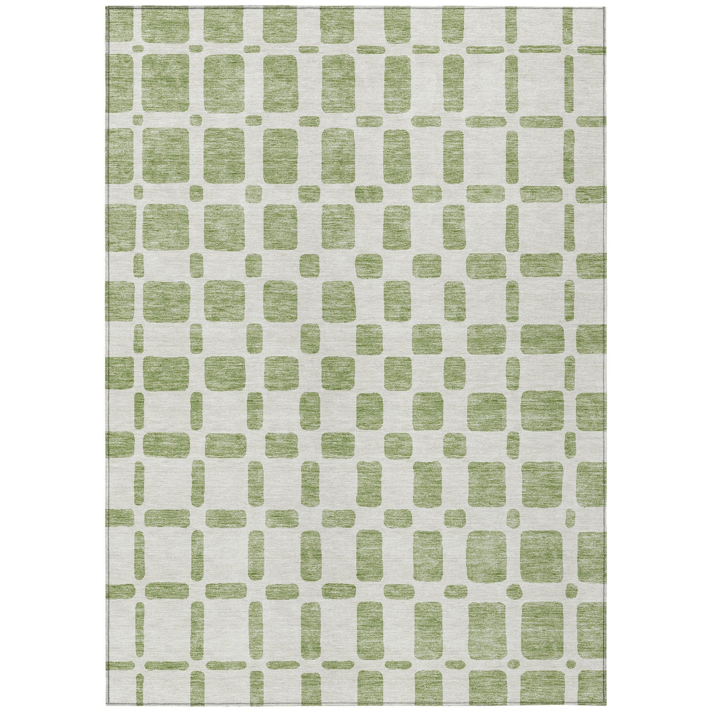 Tabselect Home Line 5' X 8' Artichoke Green And Ivory Geometric Washable Indoor Outdoor Area Rug