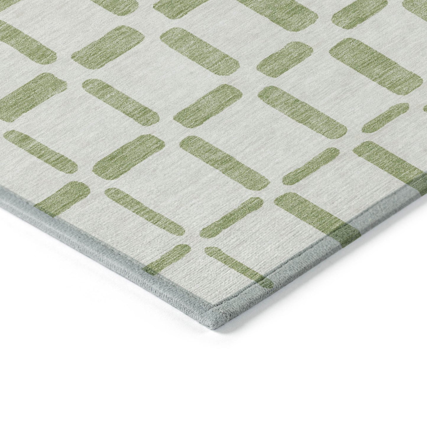 Tabselect Home Line 5' X 8' Artichoke Green And Ivory Geometric Washable Indoor Outdoor Area Rug