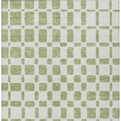 Tabselect Home Line 5' X 8' Artichoke Green And Ivory Geometric Washable Indoor Outdoor Area Rug