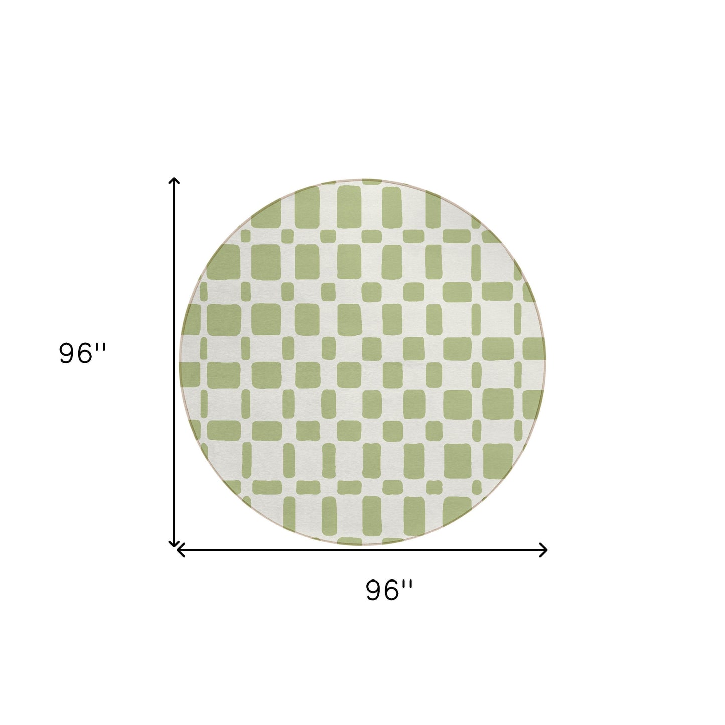 Tabselect Home Line 8' Artichoke Green And Ivory Round Geometric Washable Indoor Outdoor Area Rug