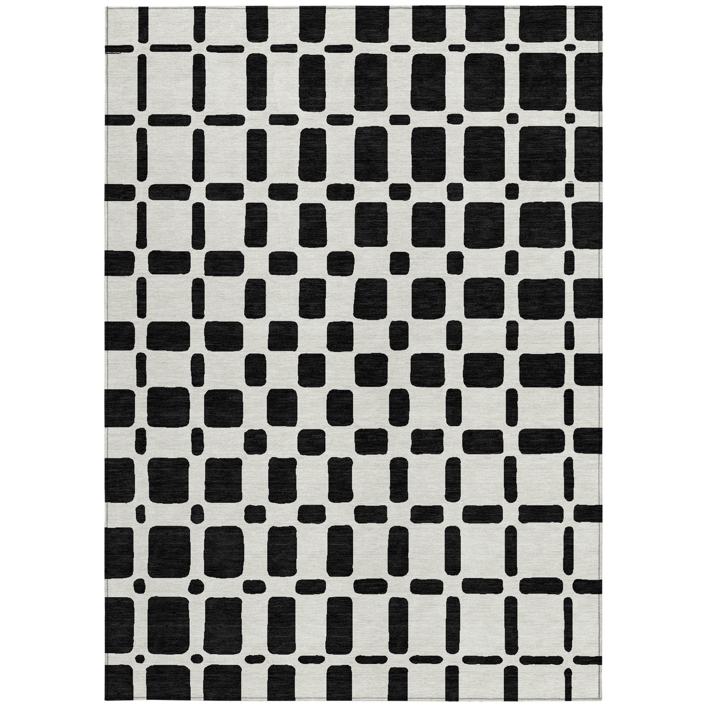 Tabselect Home Line 5' X 8' Black And Ivory Geometric Washable Indoor Outdoor Area Rug