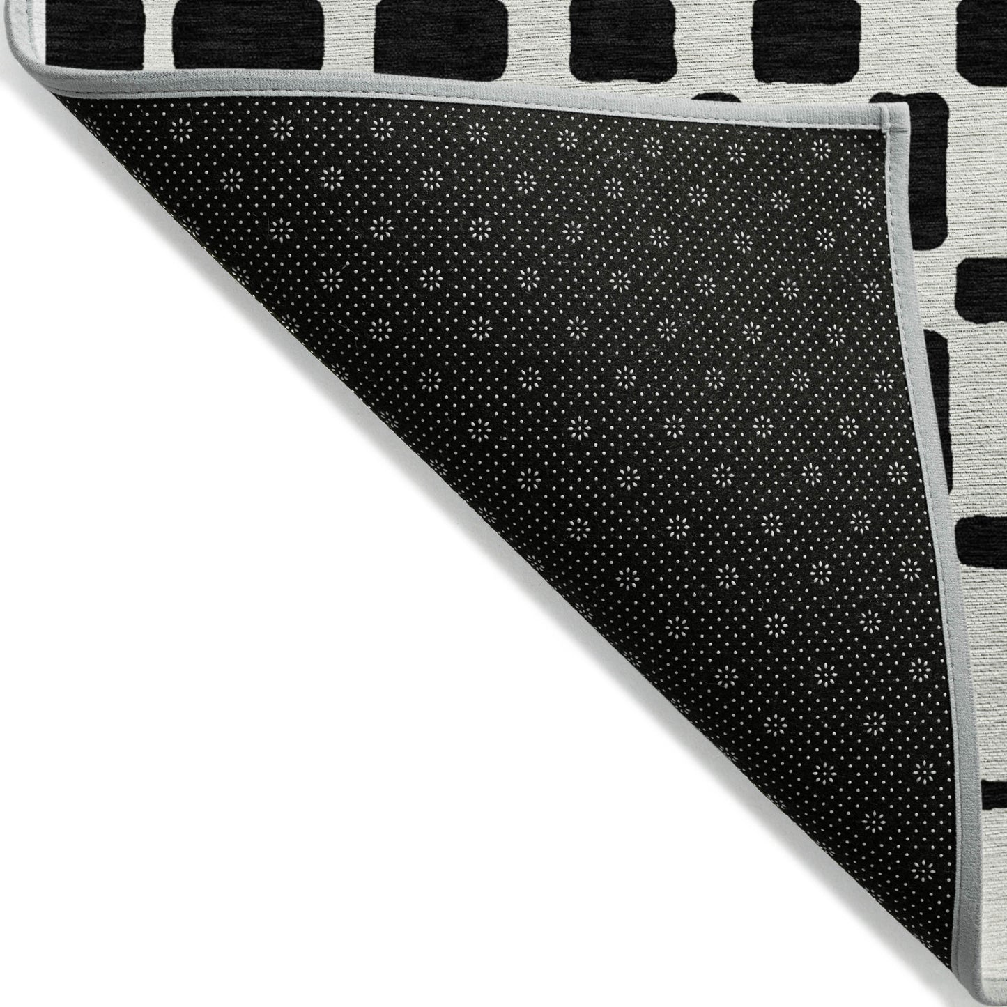 Tabselect Home Line 5' X 8' Black And Ivory Geometric Washable Indoor Outdoor Area Rug