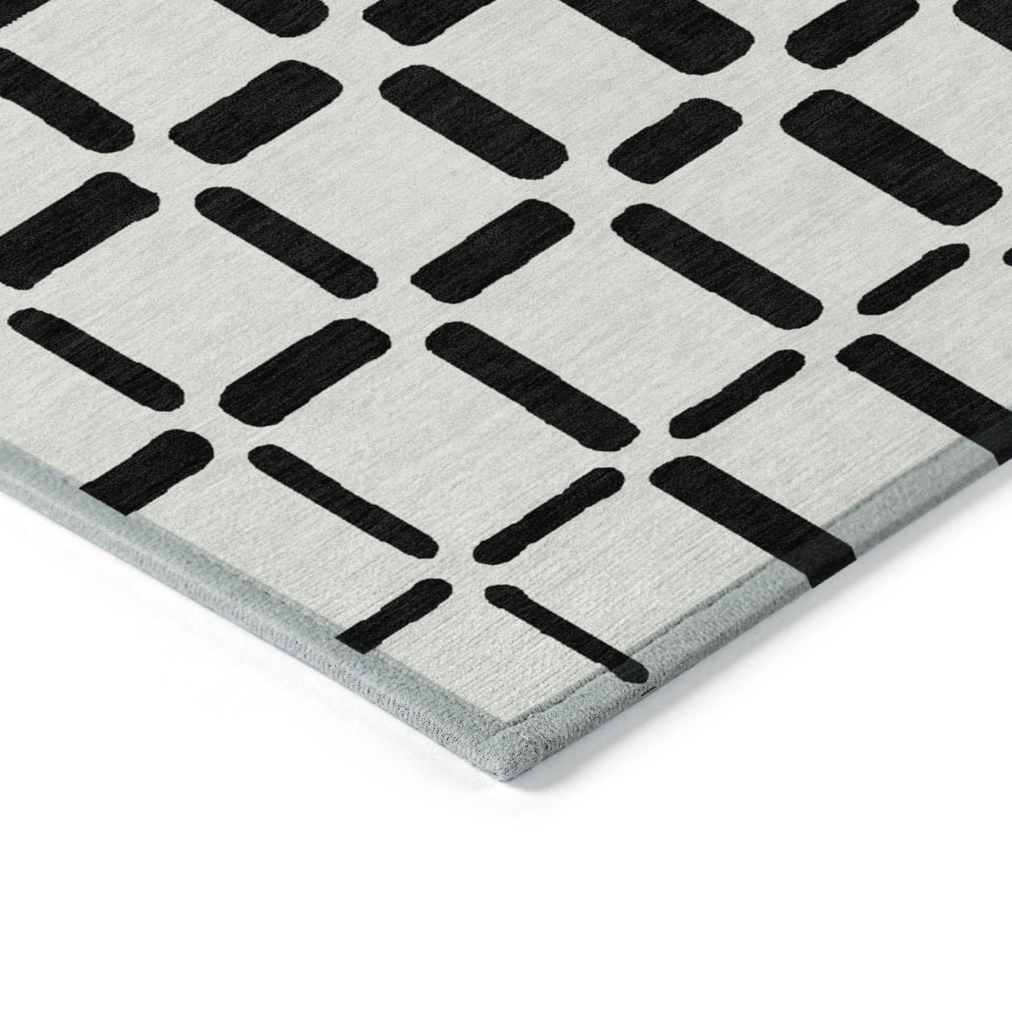 Tabselect Home Line 5' X 8' Black And Ivory Geometric Washable Indoor Outdoor Area Rug
