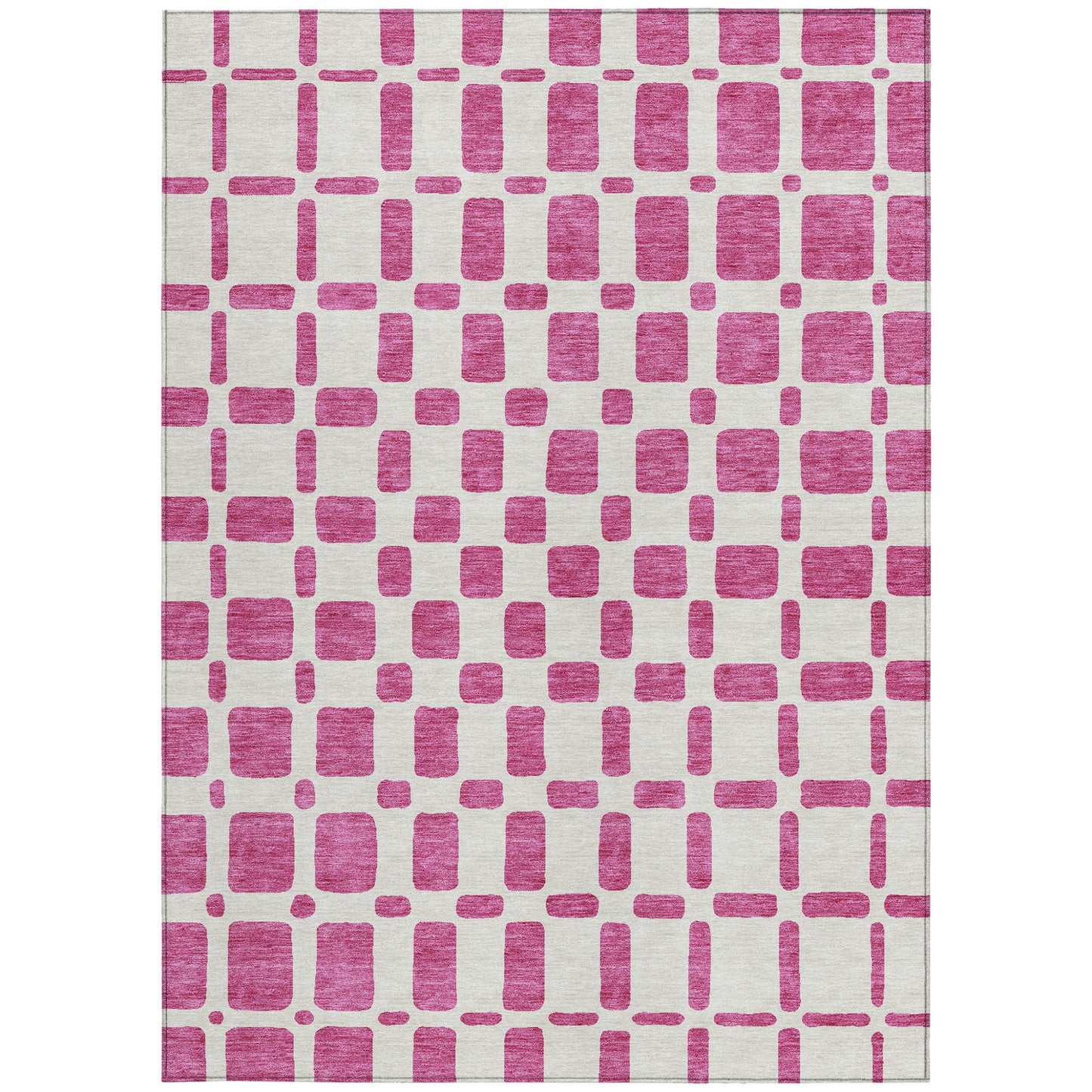 Tabselect Home Line 5' X 8' Blush And Ivory Geometric Washable Indoor Outdoor Area Rug