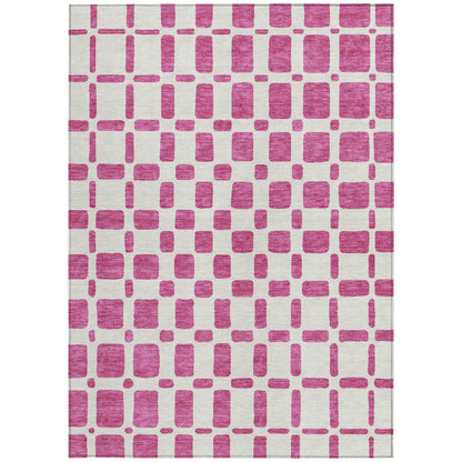 Tabselect Home Line 5' X 8' Blush And Ivory Geometric Washable Indoor Outdoor Area Rug