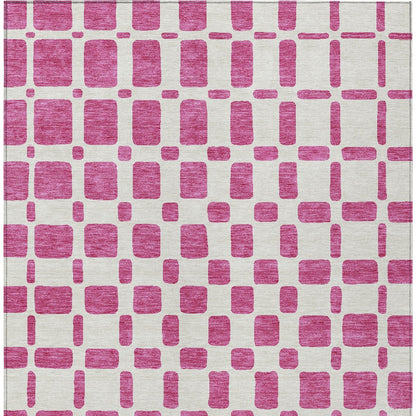 Tabselect Home Line 5' X 8' Blush And Ivory Geometric Washable Indoor Outdoor Area Rug