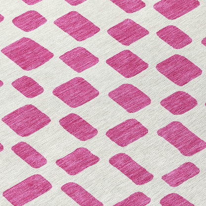 Tabselect Home Line 5' X 8' Blush And Ivory Geometric Washable Indoor Outdoor Area Rug