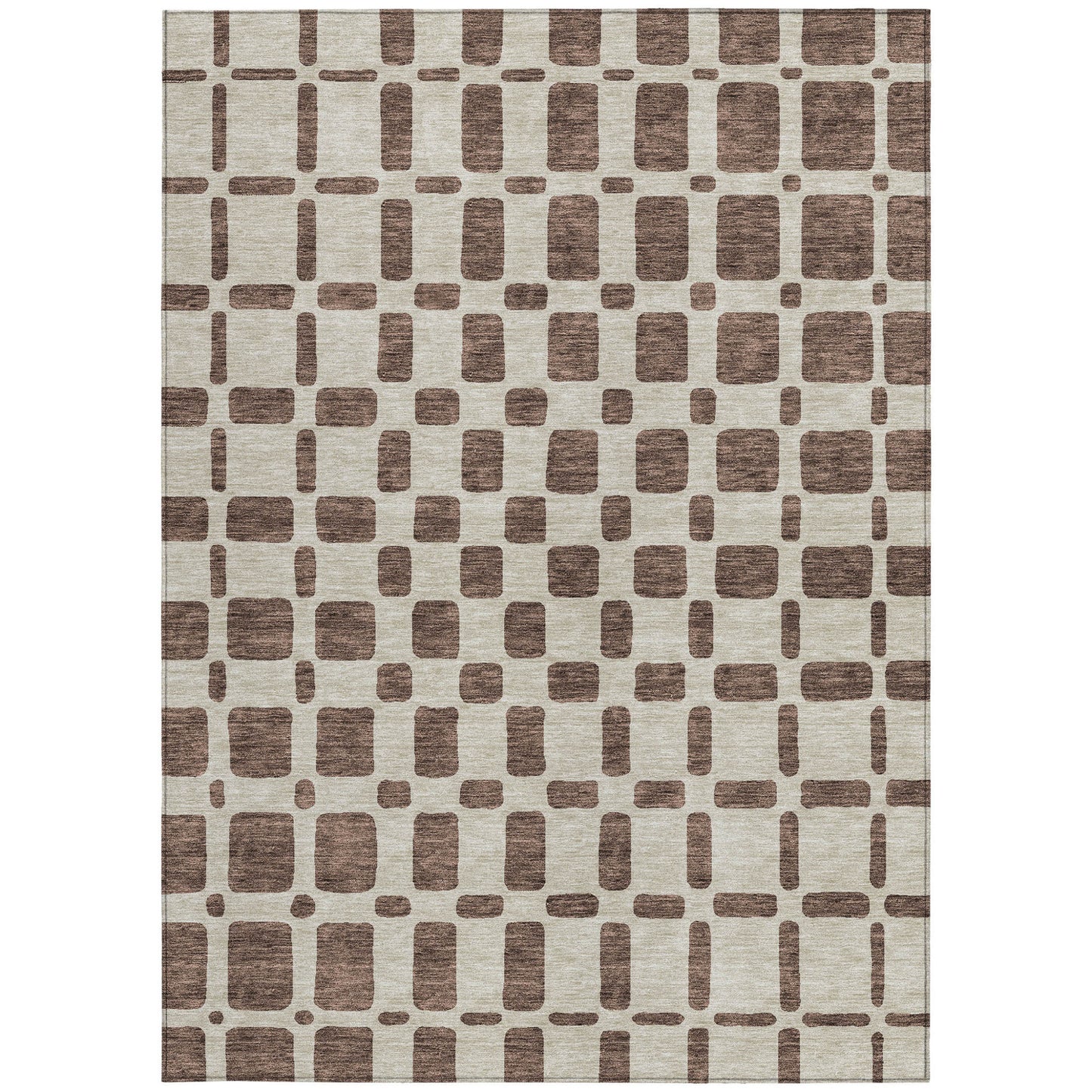 Tabselect Home Line 5' X 8' Brown And Beige Geometric Washable Indoor Outdoor Area Rug