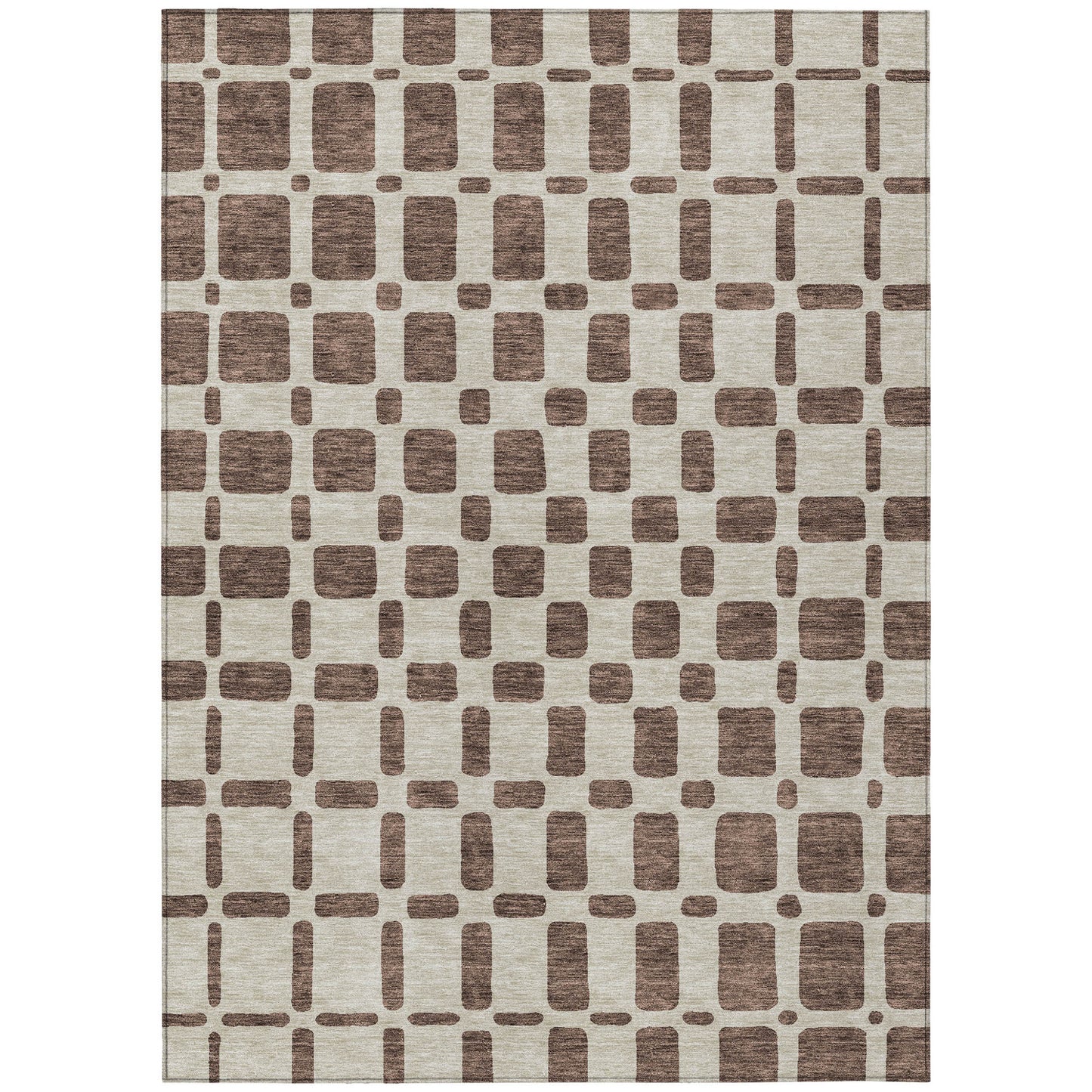 Tabselect Home Line 5' X 8' Brown And Beige Geometric Washable Indoor Outdoor Area Rug