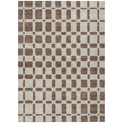 Tabselect Home Line 5' X 8' Brown And Beige Geometric Washable Indoor Outdoor Area Rug