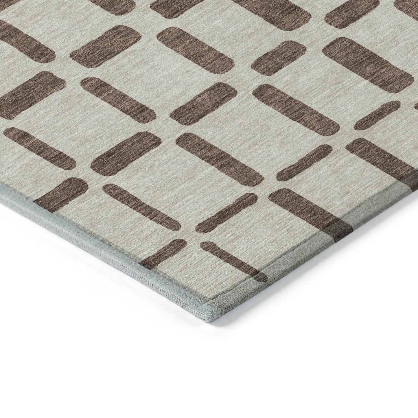 Tabselect Home Line 5' X 8' Brown And Beige Geometric Washable Indoor Outdoor Area Rug