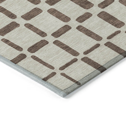 Tabselect Home Line 5' X 8' Brown And Beige Geometric Washable Indoor Outdoor Area Rug