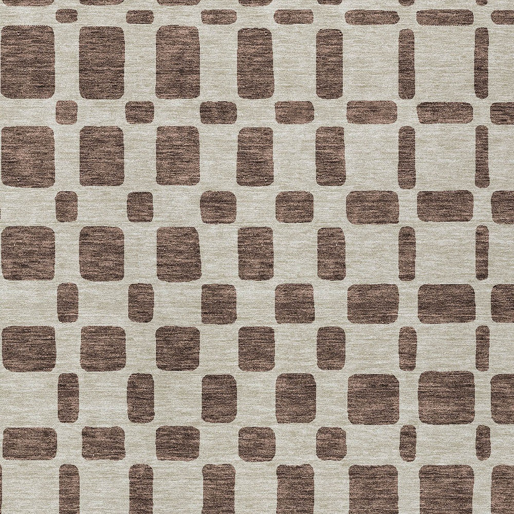 Tabselect Home Line 5' X 8' Brown And Beige Geometric Washable Indoor Outdoor Area Rug