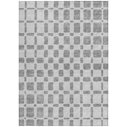 Tabselect Home Line 5' X 8' Gray And Ivory Geometric Washable Indoor Outdoor Area Rug