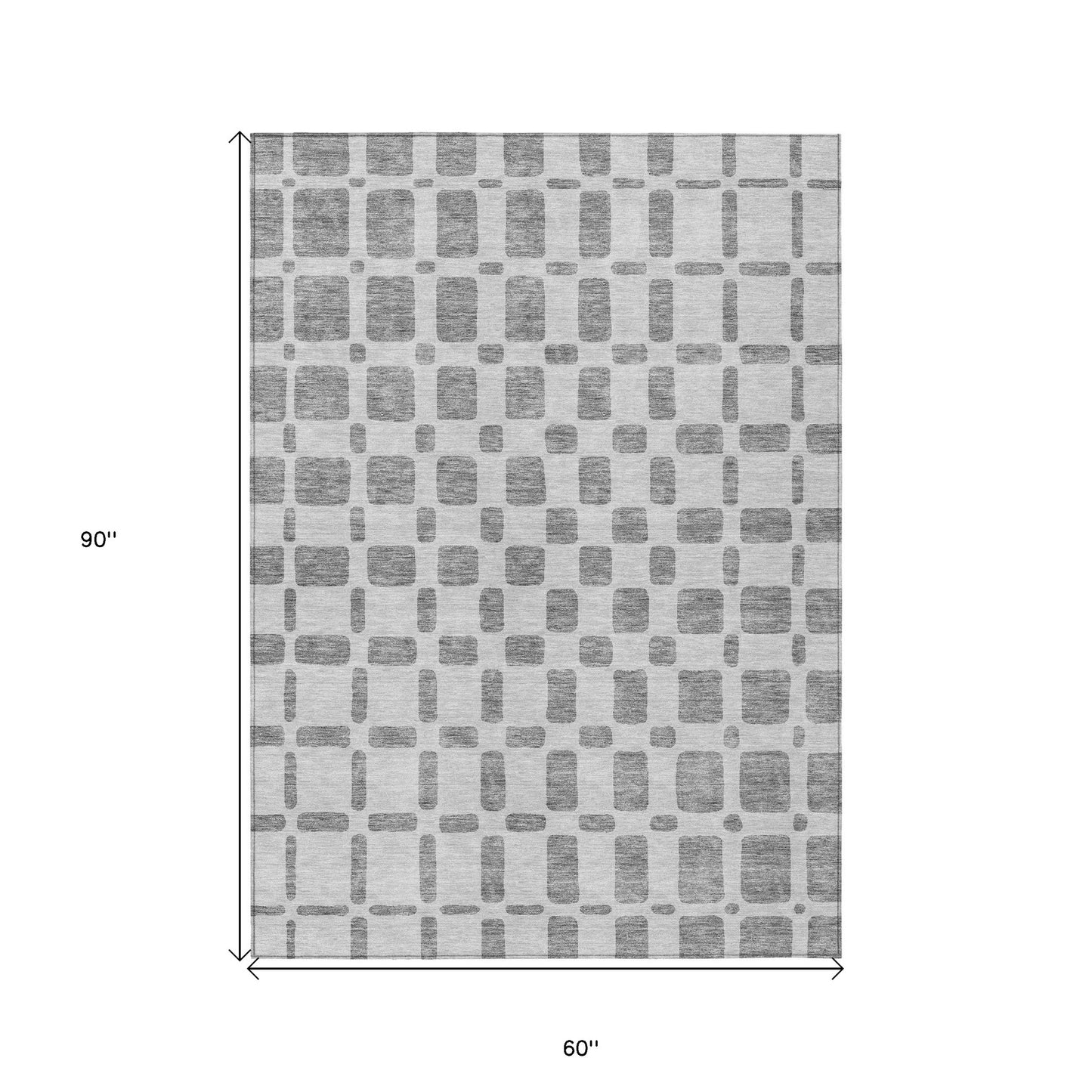 Tabselect Home Line 5' X 8' Gray And Ivory Geometric Washable Indoor Outdoor Area Rug