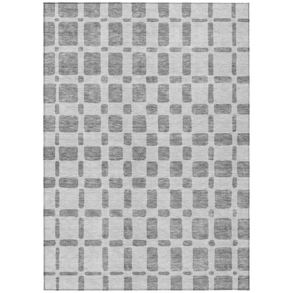 Tabselect Home Line 5' X 8' Gray And Ivory Geometric Washable Indoor Outdoor Area Rug