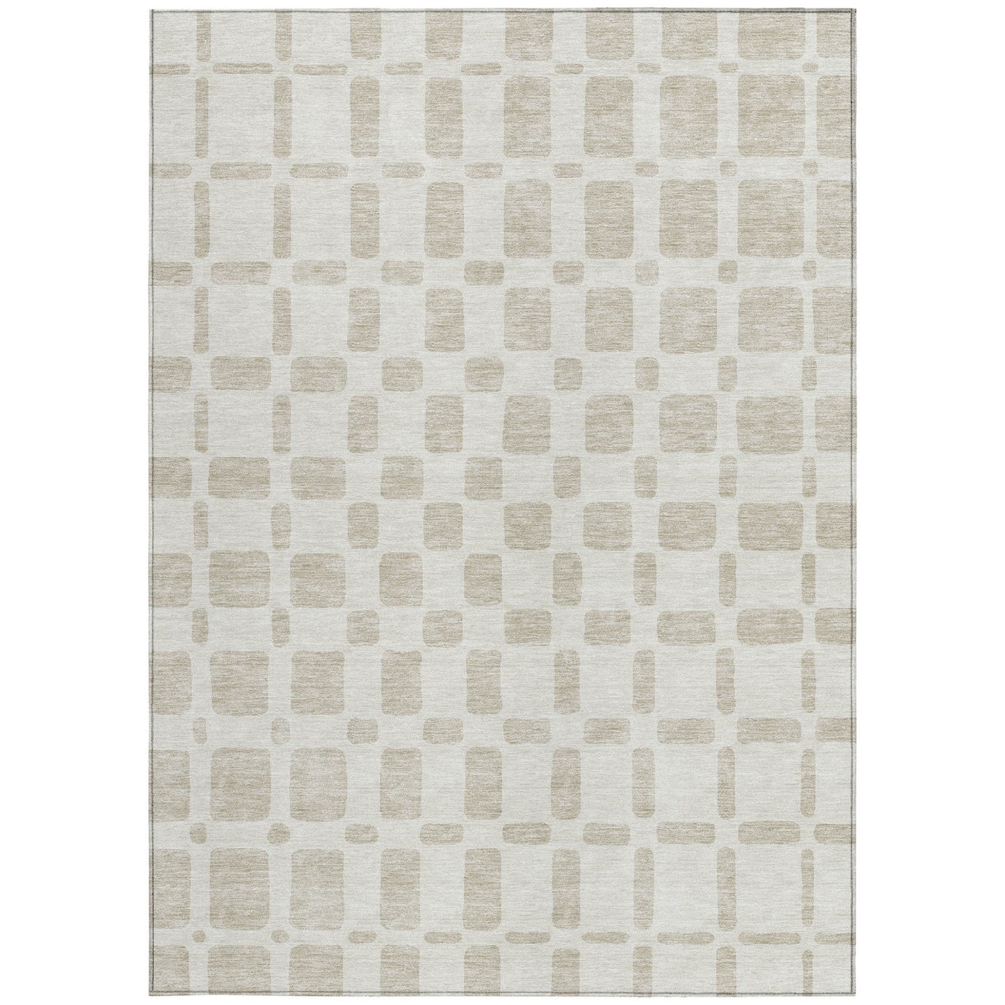 Tabselect Home Line 5' X 8' Ivory And Brown Geometric Washable Indoor Outdoor Area Rug
