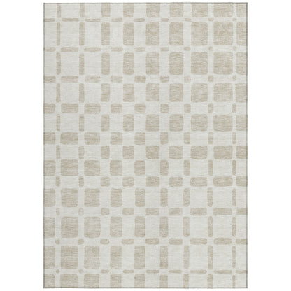 Tabselect Home Line 5' X 8' Ivory And Brown Geometric Washable Indoor Outdoor Area Rug