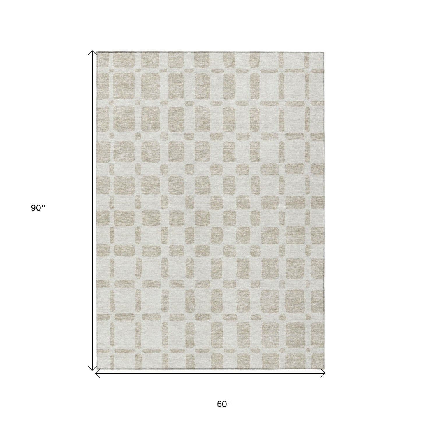 Tabselect Home Line 5' X 8' Ivory And Brown Geometric Washable Indoor Outdoor Area Rug