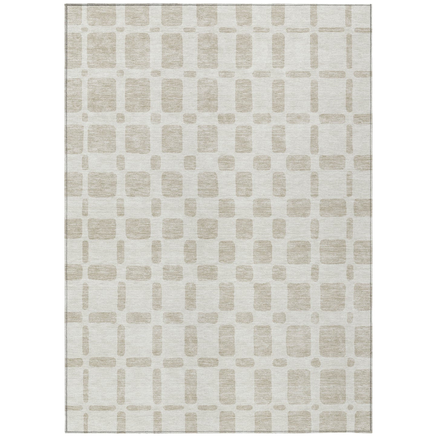Tabselect Home Line 5' X 8' Ivory And Brown Geometric Washable Indoor Outdoor Area Rug