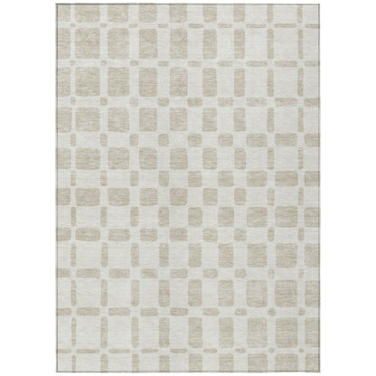 Tabselect Home Line 5' X 8' Ivory And Brown Geometric Washable Indoor Outdoor Area Rug