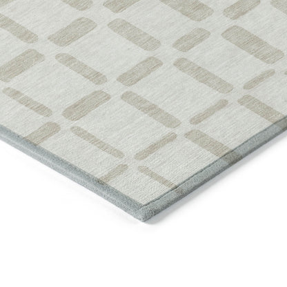 Tabselect Home Line 5' X 8' Ivory And Brown Geometric Washable Indoor Outdoor Area Rug
