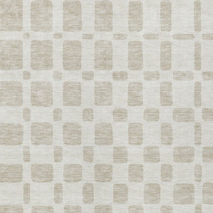 Tabselect Home Line 5' X 8' Ivory And Brown Geometric Washable Indoor Outdoor Area Rug