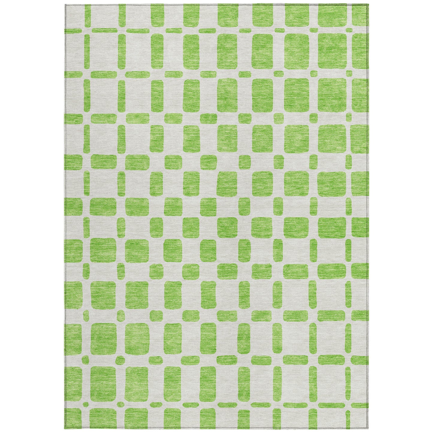 Tabselect Home Line 5' X 8' Lime Green And Ivory Geometric Washable Indoor Outdoor Area Rug