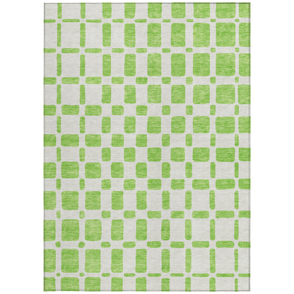 Tabselect Home Line 5' X 8' Lime Green And Ivory Geometric Washable Indoor Outdoor Area Rug
