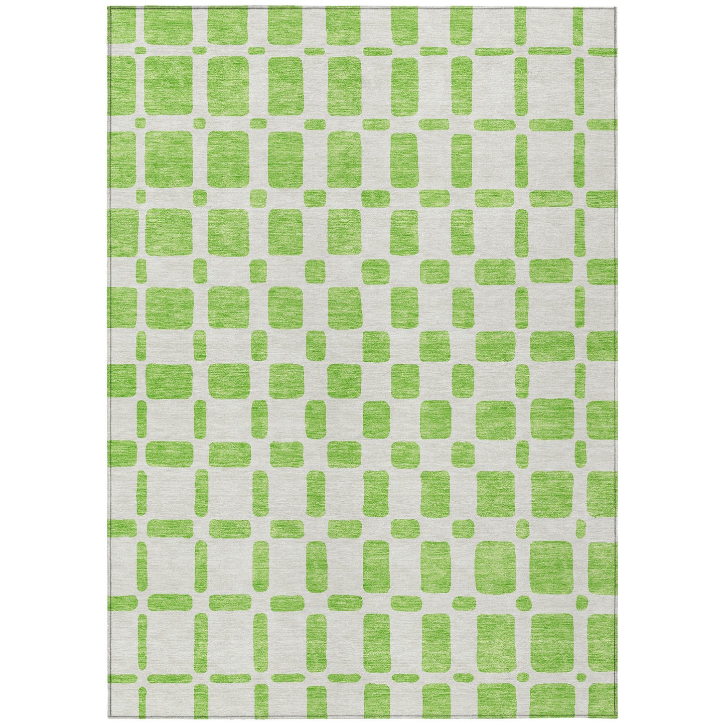 Tabselect Home Line 5' X 8' Lime Green And Ivory Geometric Washable Indoor Outdoor Area Rug