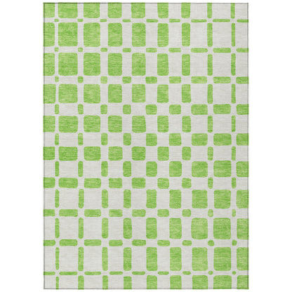Tabselect Home Line 5' X 8' Lime Green And Ivory Geometric Washable Indoor Outdoor Area Rug