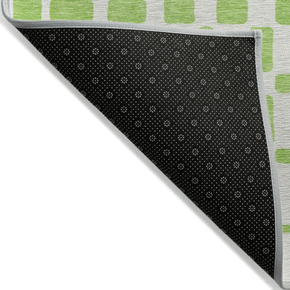 Tabselect Home Line 5' X 8' Lime Green And Ivory Geometric Washable Indoor Outdoor Area Rug