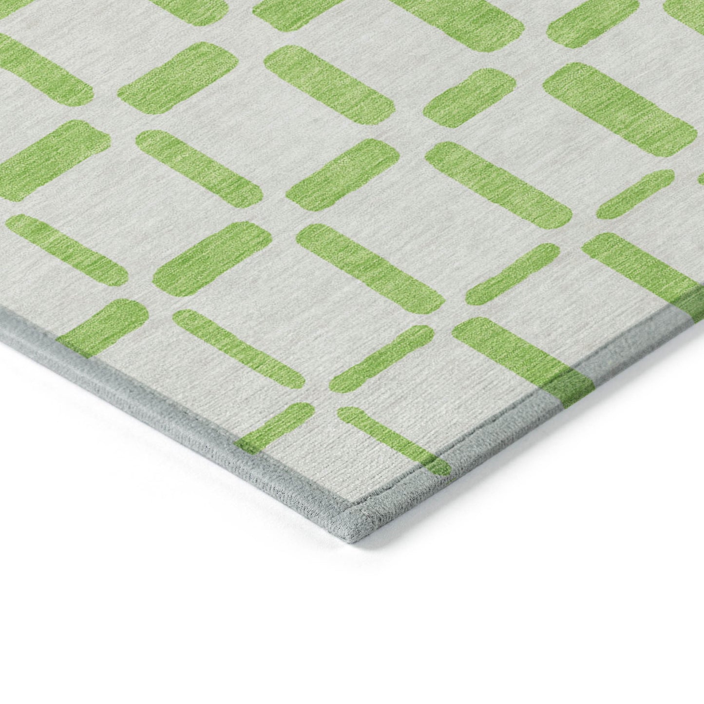 Tabselect Home Line 5' X 8' Lime Green And Ivory Geometric Washable Indoor Outdoor Area Rug