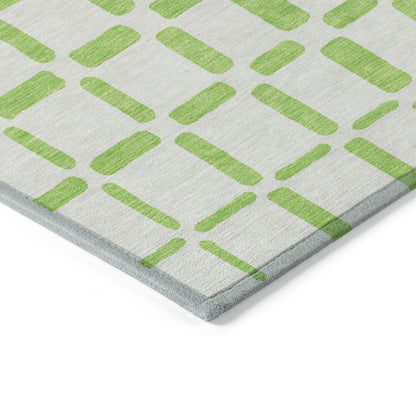 Tabselect Home Line 5' X 8' Lime Green And Ivory Geometric Washable Indoor Outdoor Area Rug