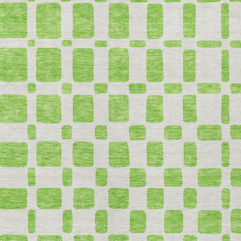 Tabselect Home Line 5' X 8' Lime Green And Ivory Geometric Washable Indoor Outdoor Area Rug
