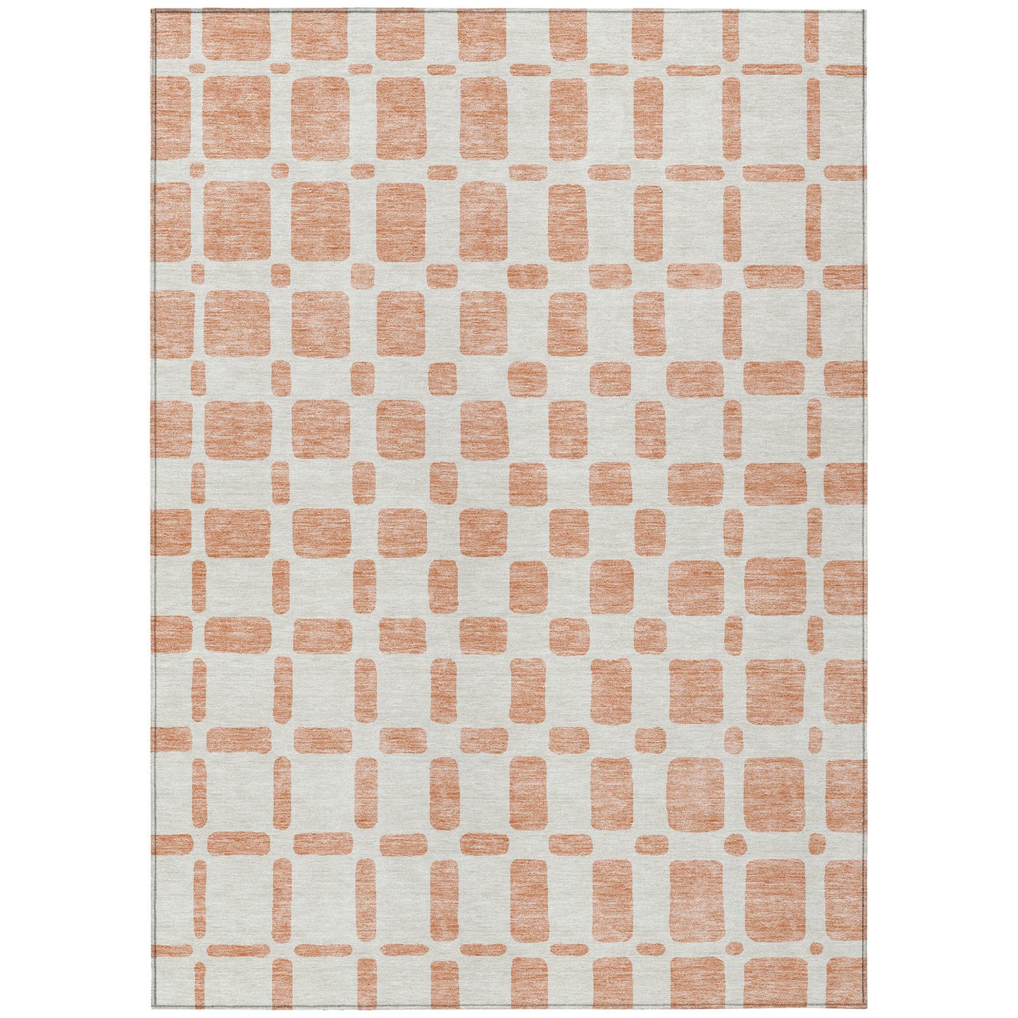 Tabselect Home Line 5' X 8' Peach And Beige Geometric Washable Indoor Outdoor Area Rug