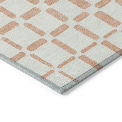 Tabselect Home Line 5' X 8' Peach And Beige Geometric Washable Indoor Outdoor Area Rug