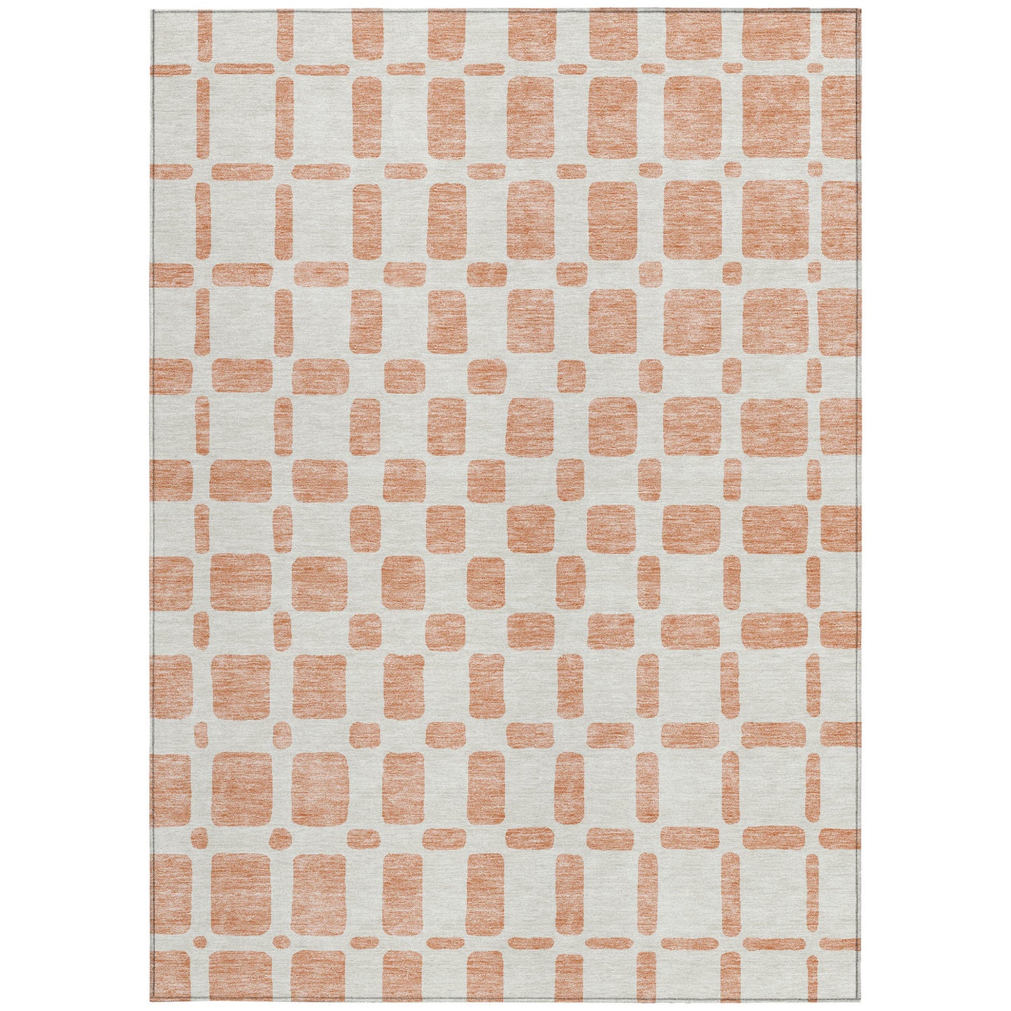 Tabselect Home Line 5' X 8' Peach And Beige Geometric Washable Indoor Outdoor Area Rug