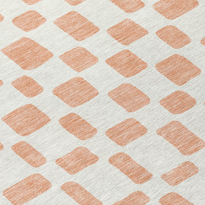 Tabselect Home Line 5' X 8' Peach And Beige Geometric Washable Indoor Outdoor Area Rug