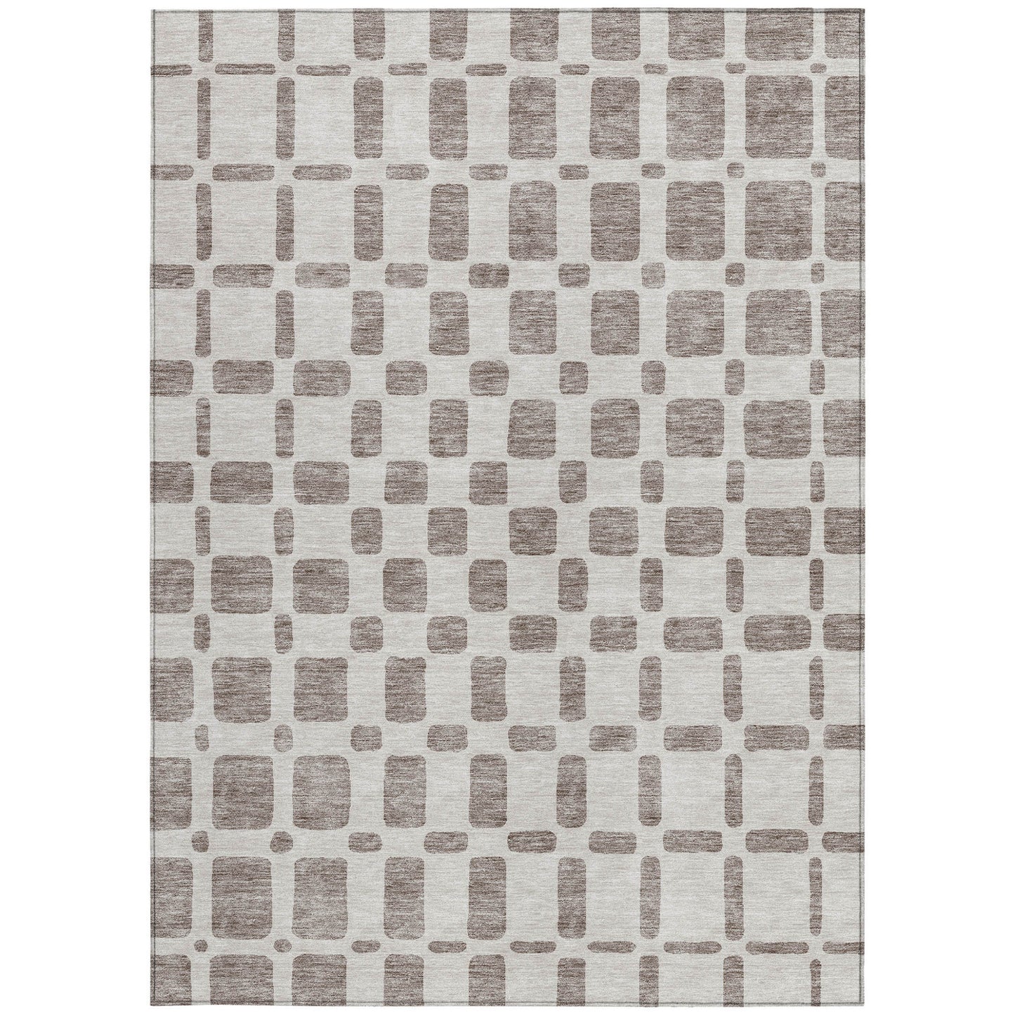 Tabselect Home Line 5' X 8' Taupe And Beige Geometric Washable Indoor Outdoor Area Rug