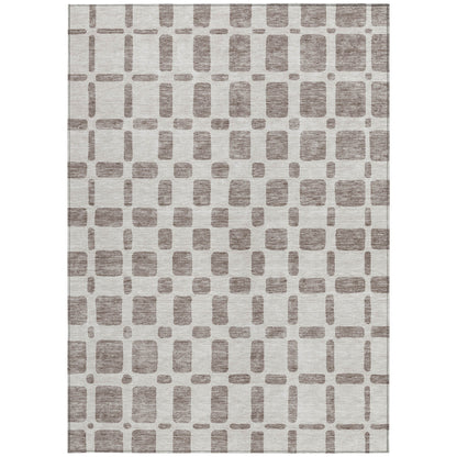 Tabselect Home Line 5' X 8' Taupe And Beige Geometric Washable Indoor Outdoor Area Rug