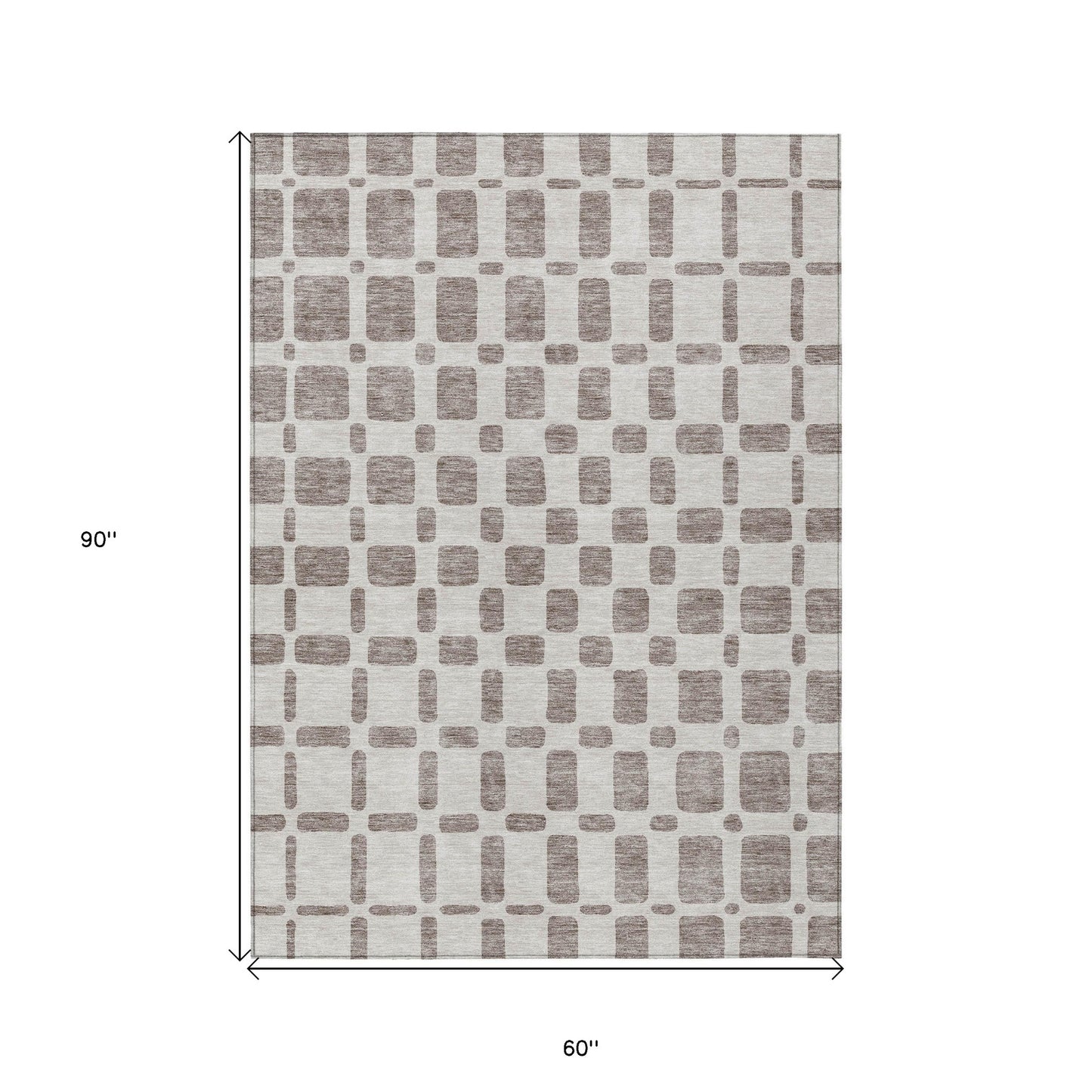 Tabselect Home Line 5' X 8' Taupe And Beige Geometric Washable Indoor Outdoor Area Rug