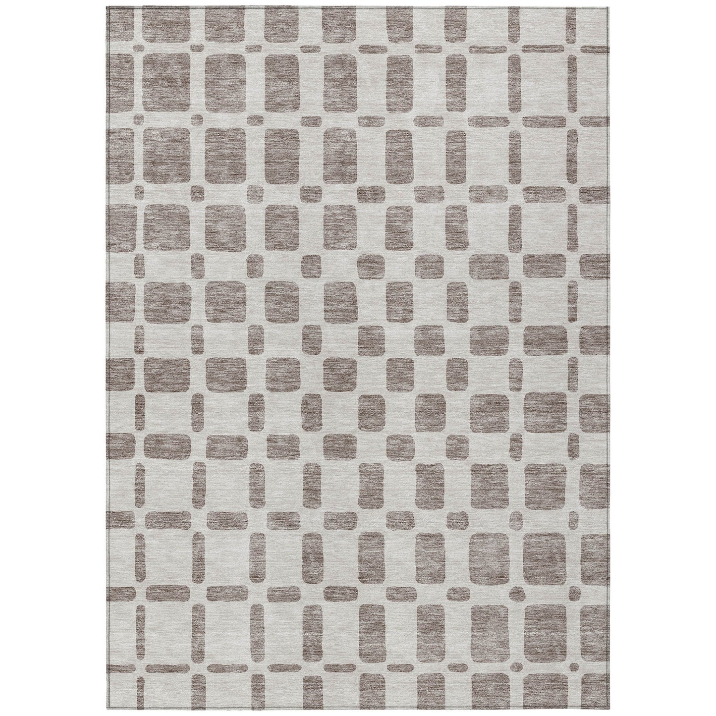 Tabselect Home Line 5' X 8' Taupe And Beige Geometric Washable Indoor Outdoor Area Rug